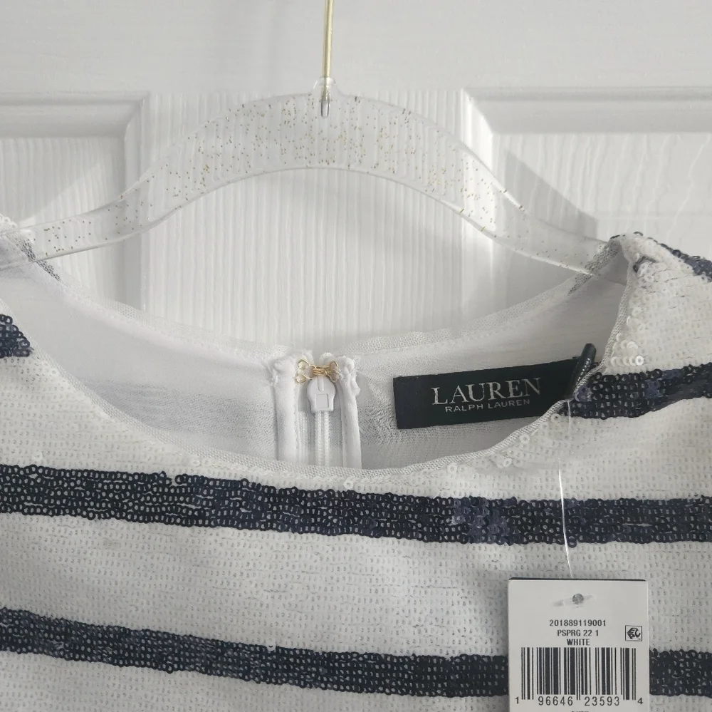 NWT Ralph Lauren Striped Sequin Short Sleeve Blouse - Picture 9 of 12
